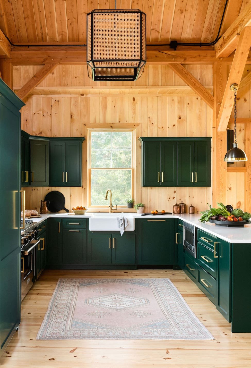 dark green kitchen and warm wood toned kitchen by stephanie kraus designs for chester county pa party barn